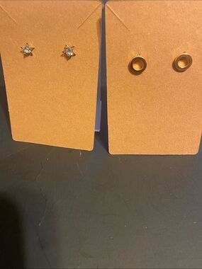 Fashion Jewelry Gold Star and Gold Circle Stud Earring Set